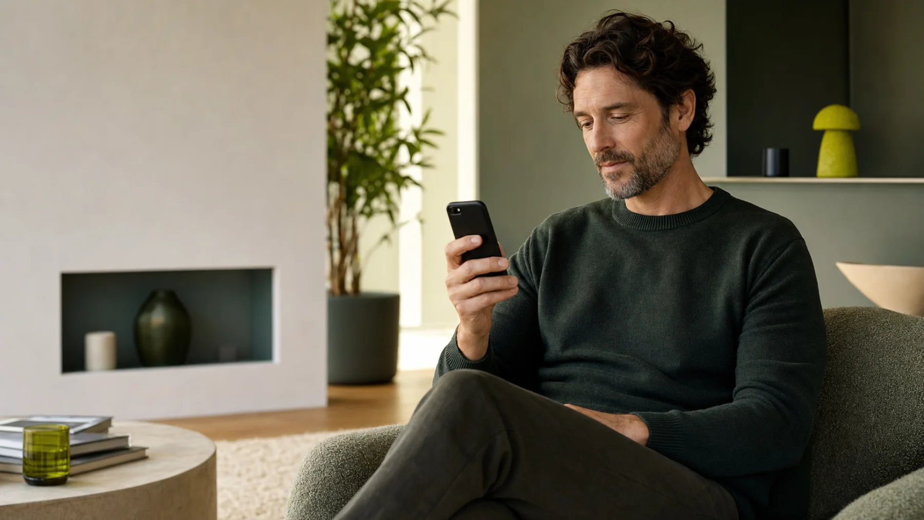 A person calmly reviewing health information at home
